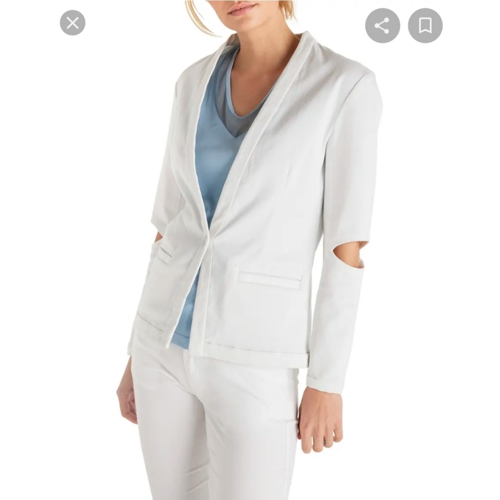 NWT Anatomie Kaddy Cut-Elbow Stretch Twill White Blazer